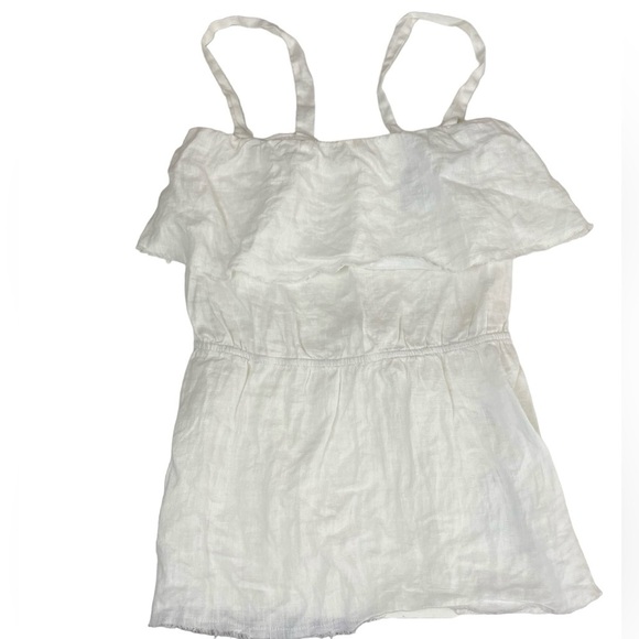 Reformation 100% Linen Ruffled Tie Back Top White Medium - Picture 2 of 12